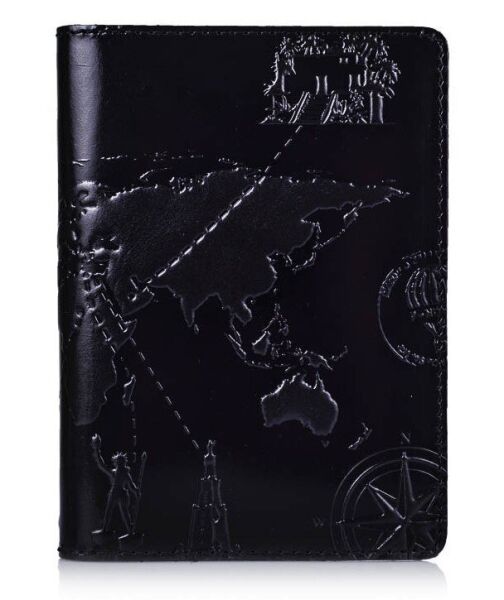 

Обложка-органайзер для документов из кожи HiArt AD-01 Crystal Panther 7 wonders of the world Черный