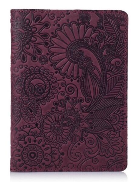 

Обложка для паспорта из кожи HiArt PC-02 Shabby Plum Mehendi Art Фиолетовый