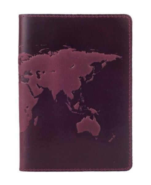 

Фиолетовая обложка для паспорта из кожи HiArt PC-02 World Map Фиолетовый