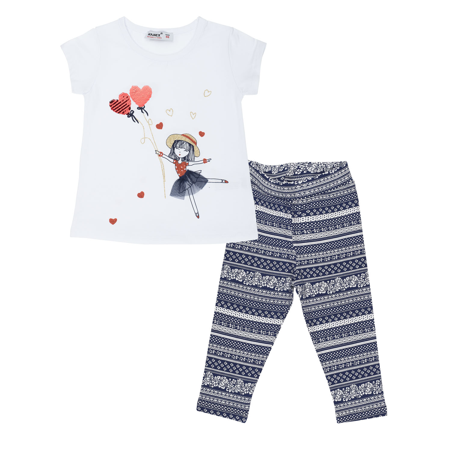 

Комплект Wanex "Девочка с шариками" белый+синий 86