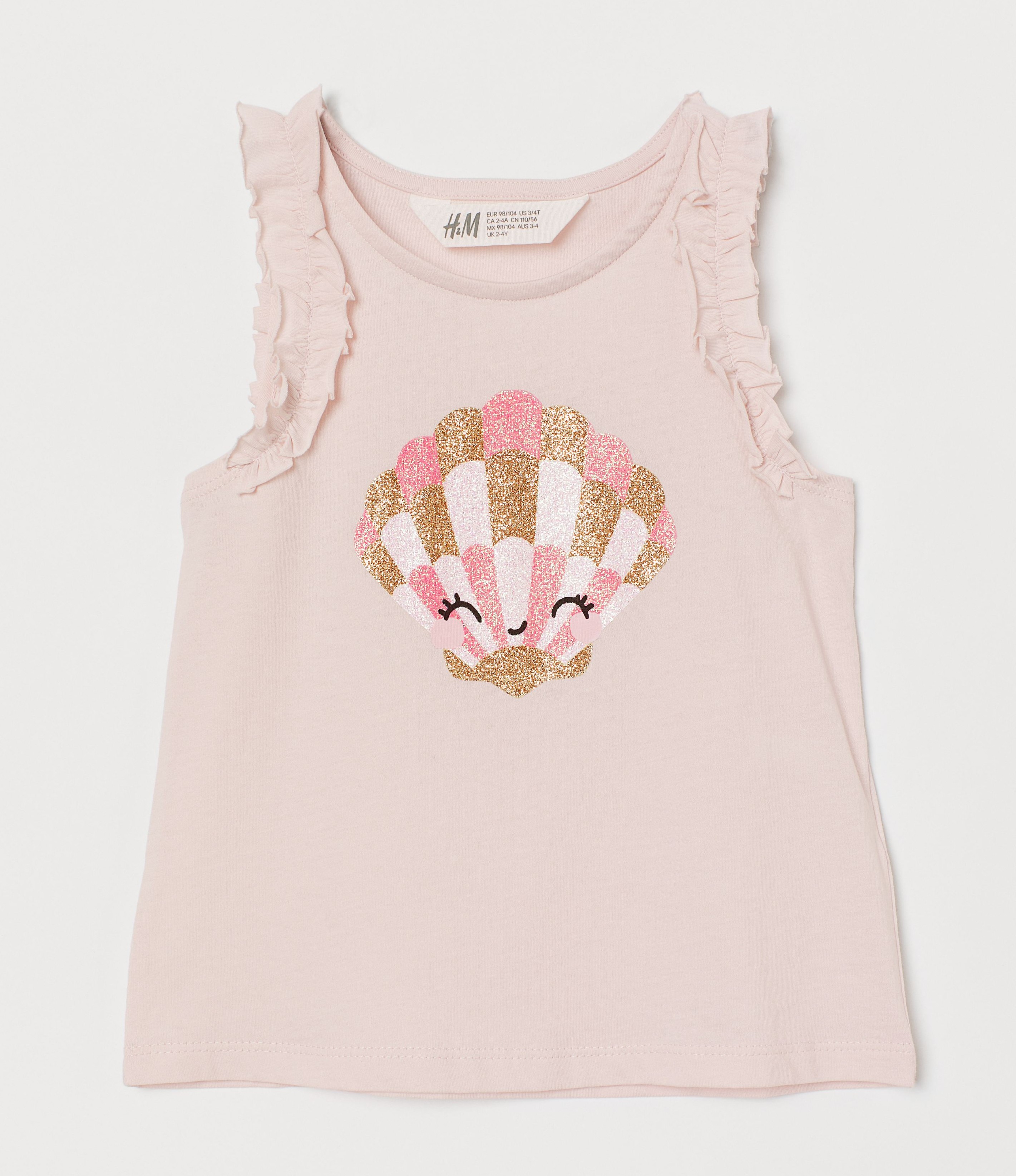 

Майка для девочки H&M с ракушкой розовая 104