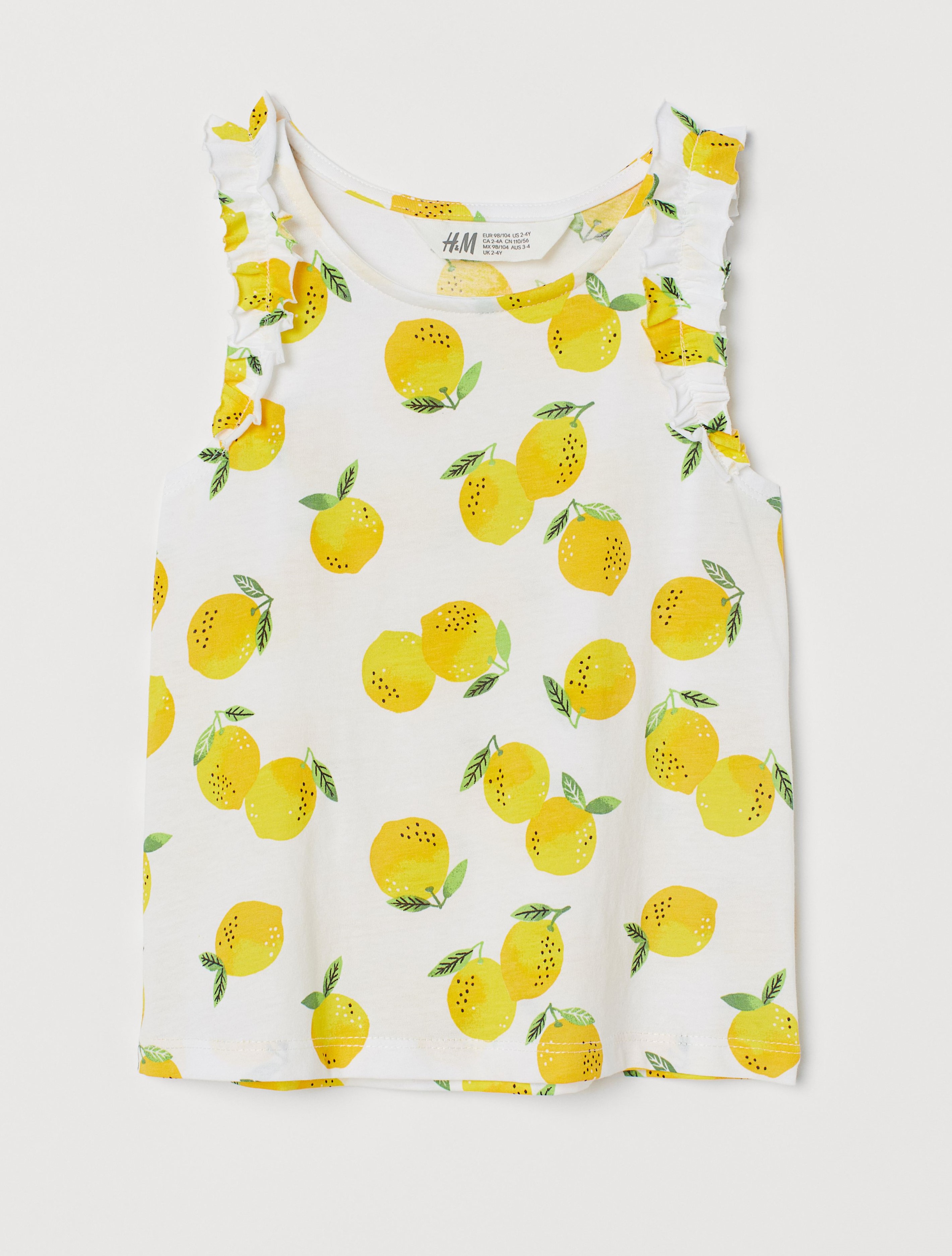 

Майка для девочки H&M с лимонами белая 122