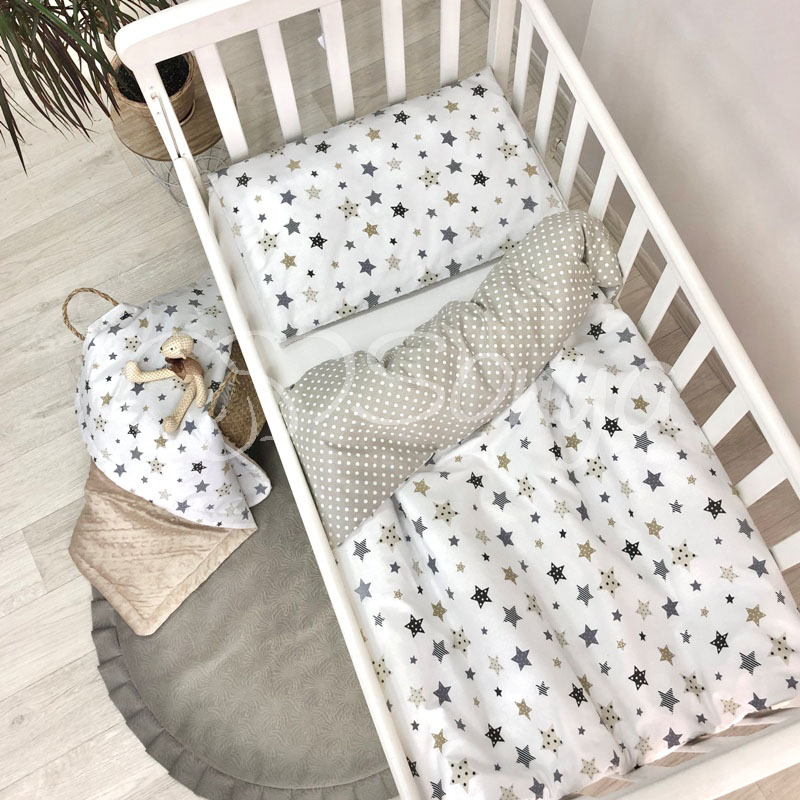

Комплект постельного белья в кроватку Маленькая соня Baby Stars детский поплин стандарт/овал серый арт.0320228