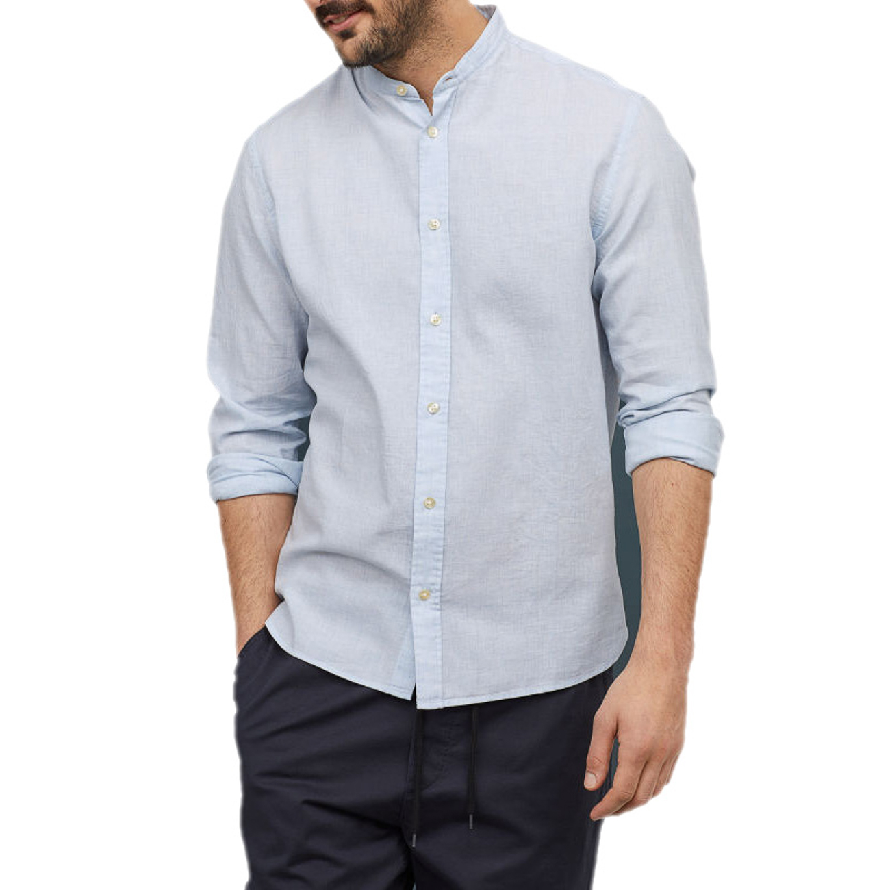 

Рубашка д/р H&M М0097284 цвет голубой M