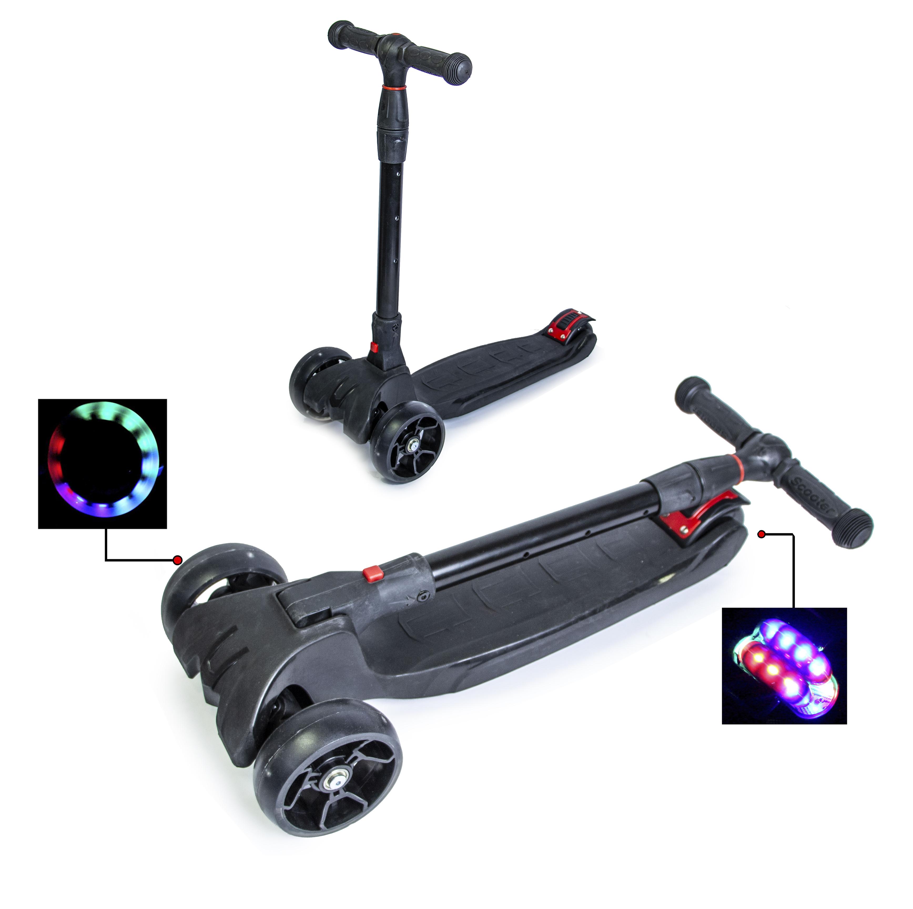 

Детский самокат SCOOTER SMART BLACK Складная ручка светящиеся колеса (SD 839416414)