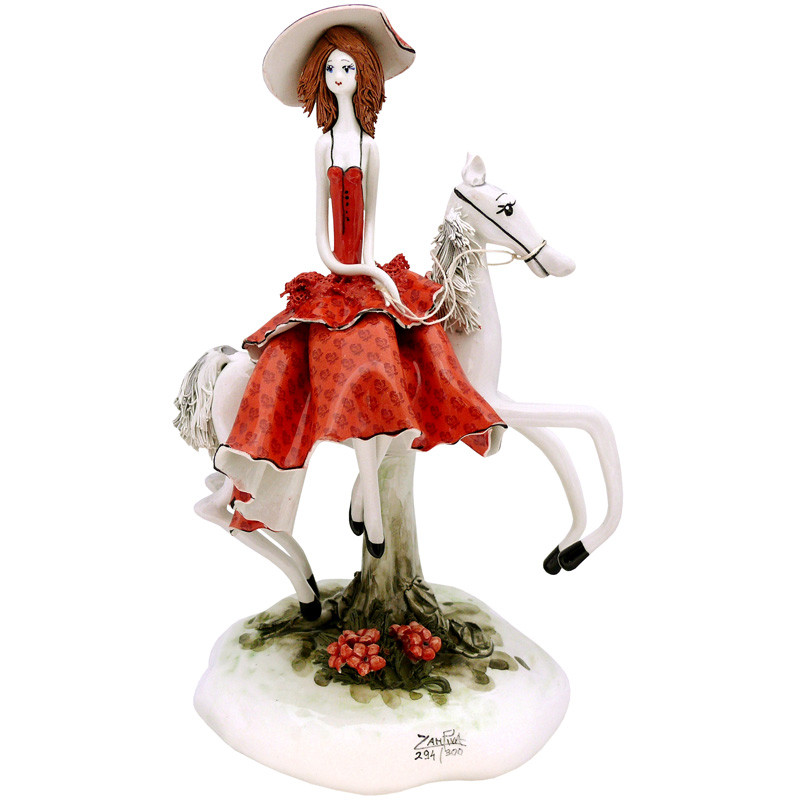 

Фигурка из фарфора Zampiva «Дама на коне», h-20x12x10 см. (517-0090)