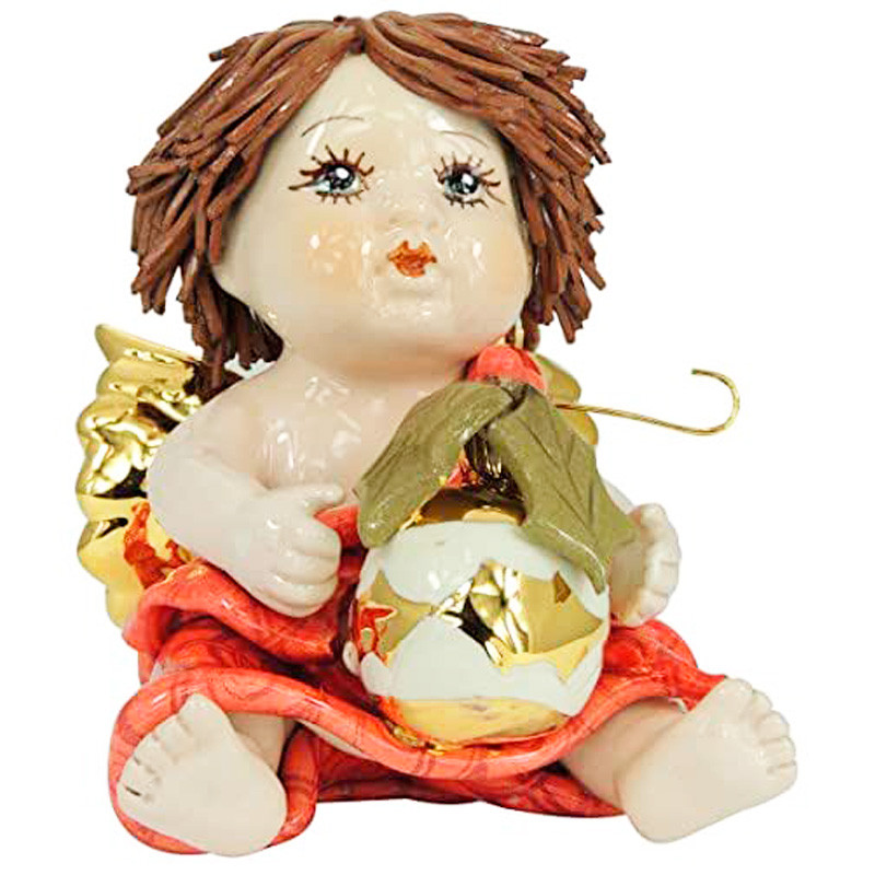 

Фигурка из фарфора Zampiva «Ангелочек с рождественской игрушкой», h-10x7 см (517-3165)
