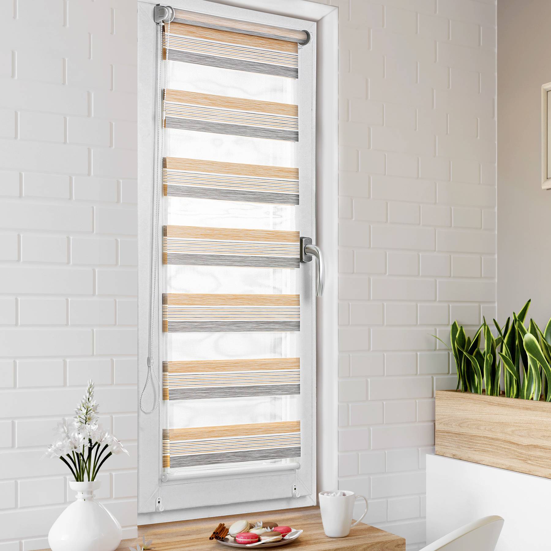 

Ролет тканевый Roll deLuxe День Ночь Мокачино 60x160 см