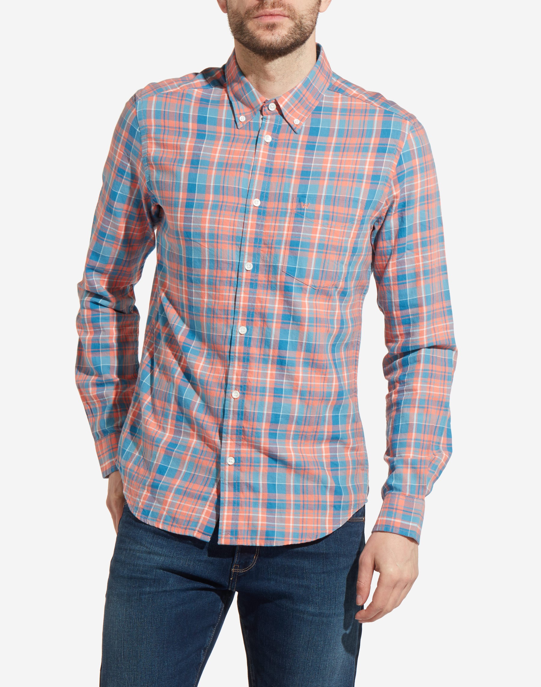 

Рубашка Wrangler 1 Pocket Button Down Shirt Slim Fit Оранжевый M-00