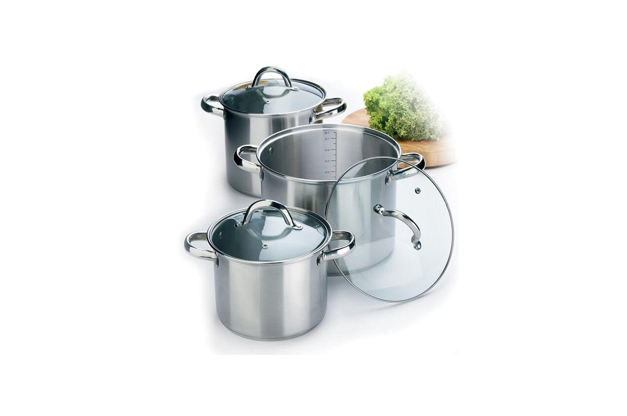 

Набор посуды нержавеющий Maestro - 3,5 х 4,5 х 8 л, (3 шт.)