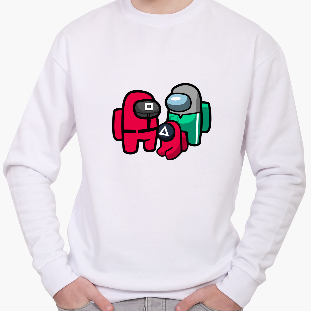 Свитшот мужской Амонг Ас и Игра в кальмара (Among Us and Squid Game ...