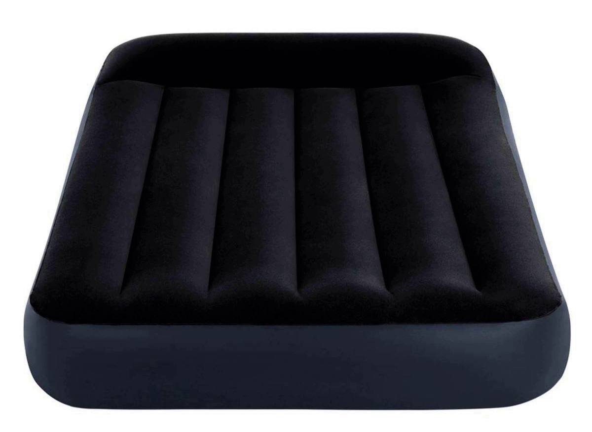 

Надувной одноместный матрас кровать со встроенным насосом и подголовником Intex Twin Pillow Rest Classic Bed 64146 99х191х25 см велюр