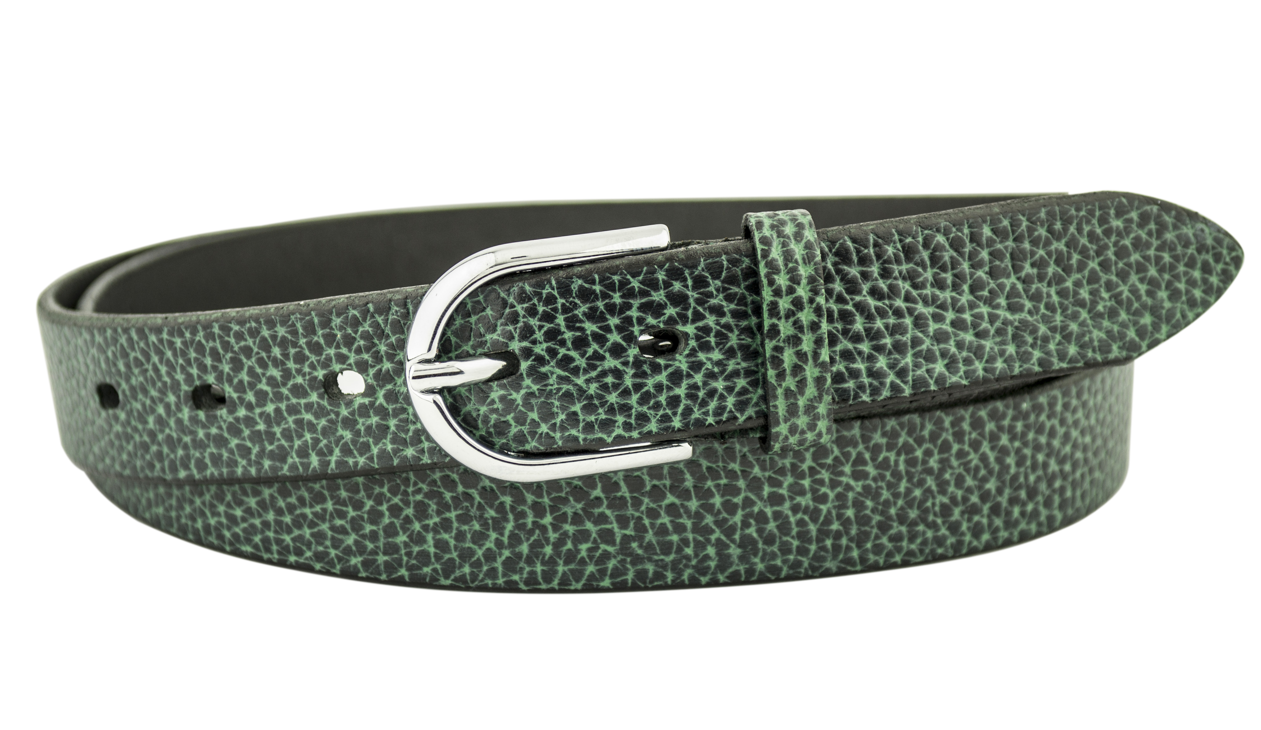 

Женский кожаный узкий ремень BZ 2.5 см для джинсов или платья зеленый+черный 100-120 см