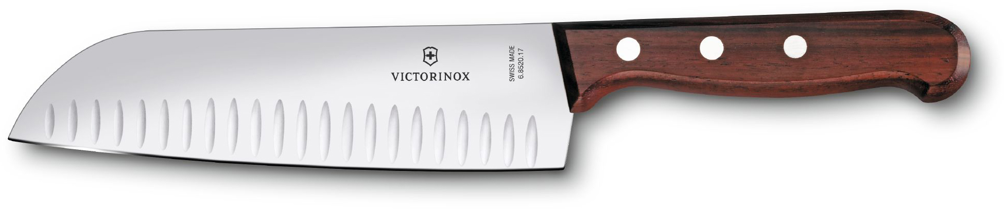 

Кухонный нож Wood Santoku 17см рифл. с дерев. ручкой (GB)