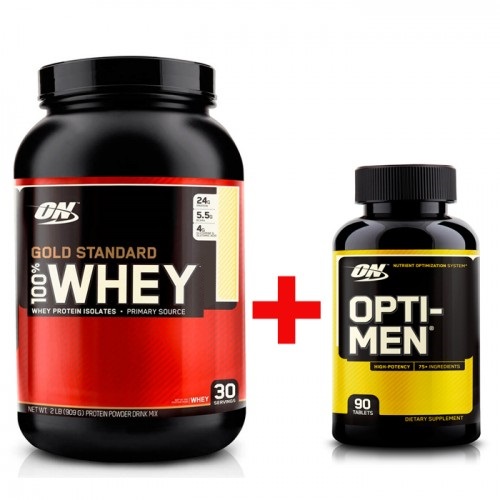 

Комплект Optimum Nutrition Протеин 100% Whey Gold Standard 907 г Двойной шоколад + Витамины Opti-Men 90 таб (431751)