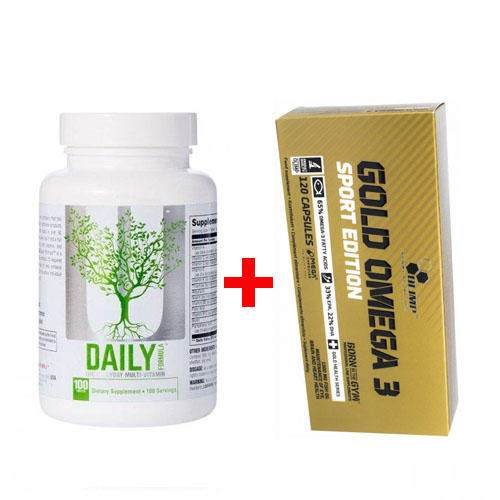 

Комплект Витамины Universal Nutrition Daily Formula 100 таб + Жирные кислоты Olimp Gold Omega 3 Sport Edition 120 капс (431707)