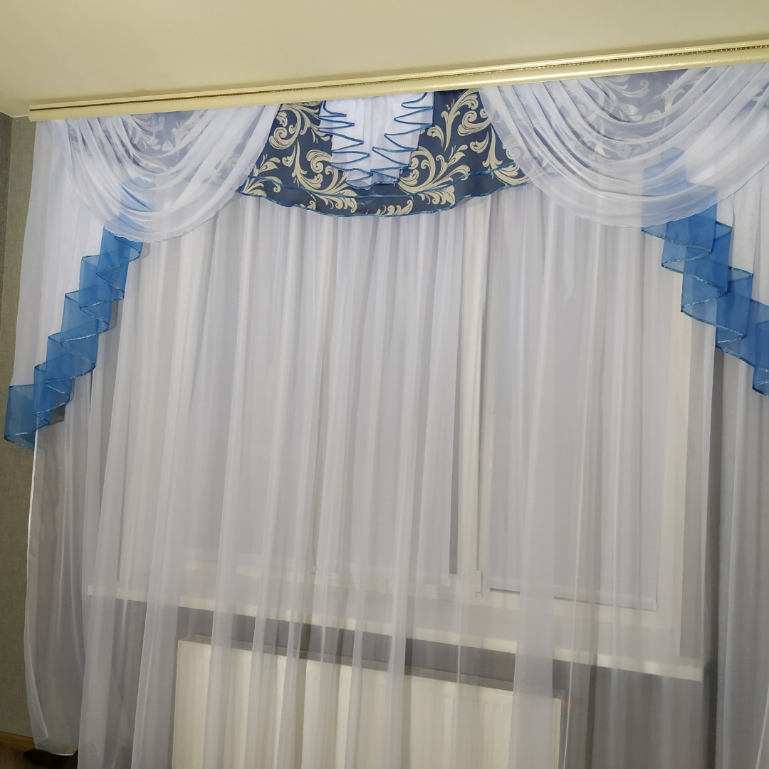 

Ламбрекен в зал блэкаут ALBO 300x100 cm Голубой (L308-11)