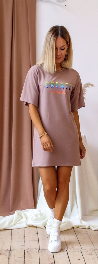 

Женское платье-футболка Fashion Woman NB20029 мокко р50/52