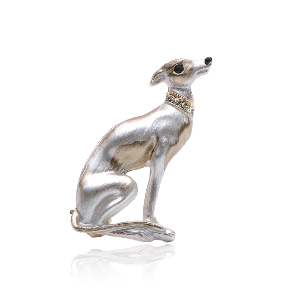 

Брошь унисекс BROCHE бижутерия Животные Собаки Хорт серебристая BRSF111283