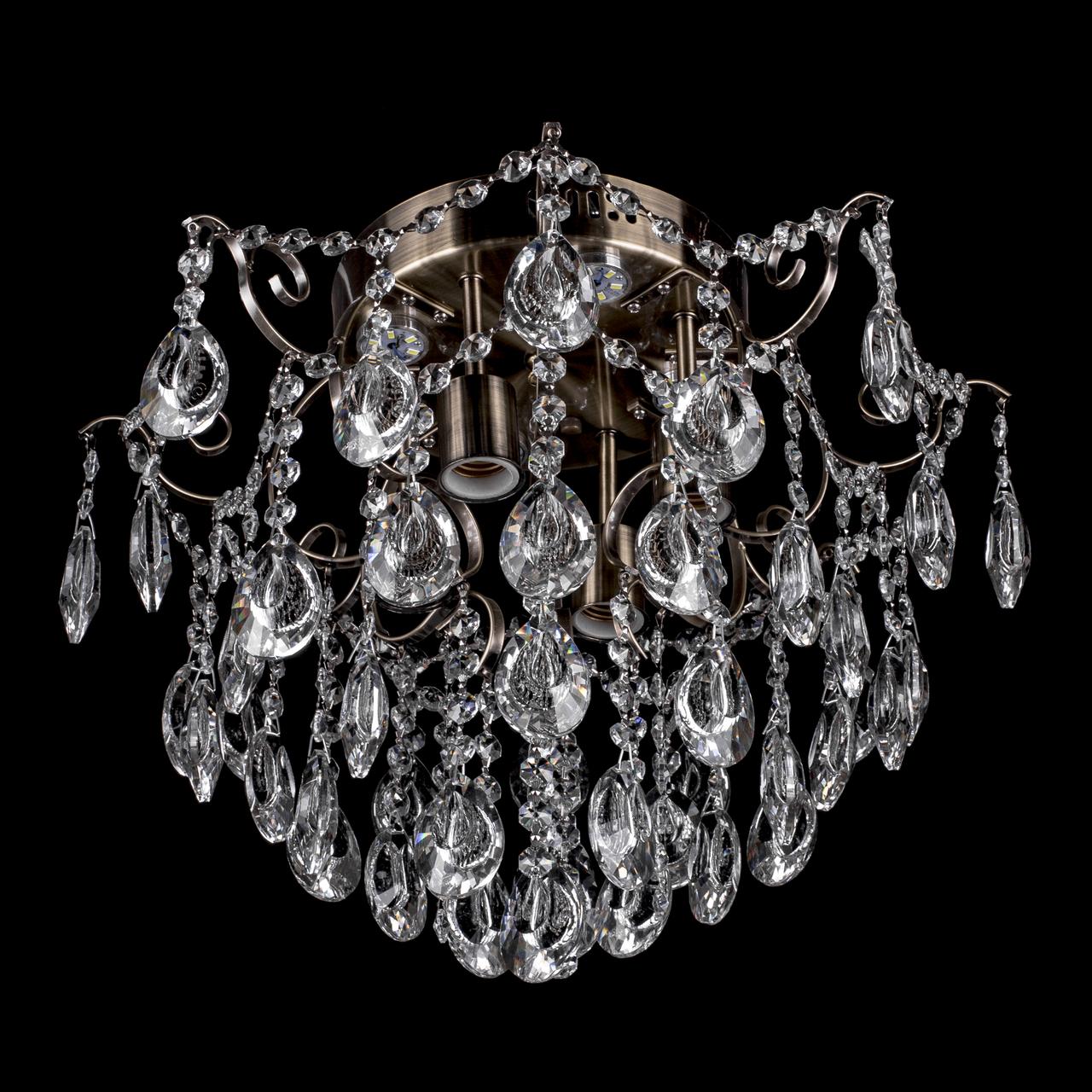 

Хрустальная люстра классичесская с LED подсветкой на 4 лампочки Прометей P5-E1342/4+4/AB