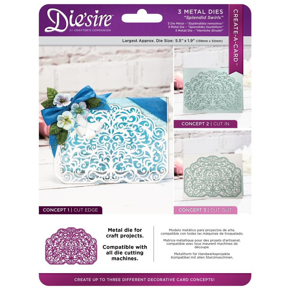 

Нож для вырубки на машинке Crafter's Companion Die'sire Create-A-Card Metal Dies Splendid Swirls