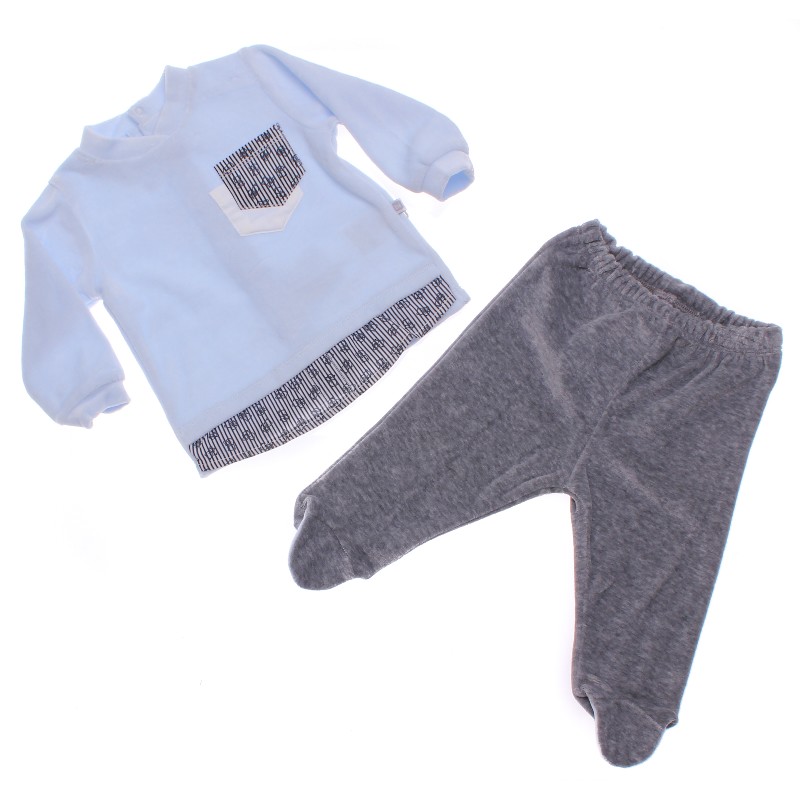 

Футболка с длинным рукавом + Брюки для мальчика BIBABY 59483 62 см голубой (302242)