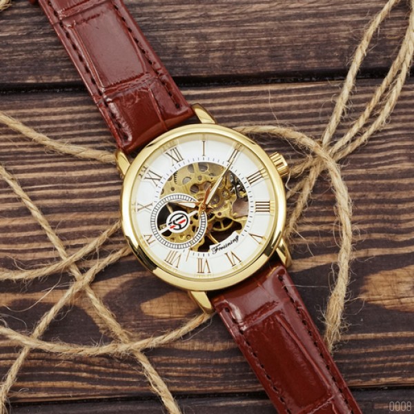 

Мужские часы наручные Forsining 8099 N Original Brown-Gold-White