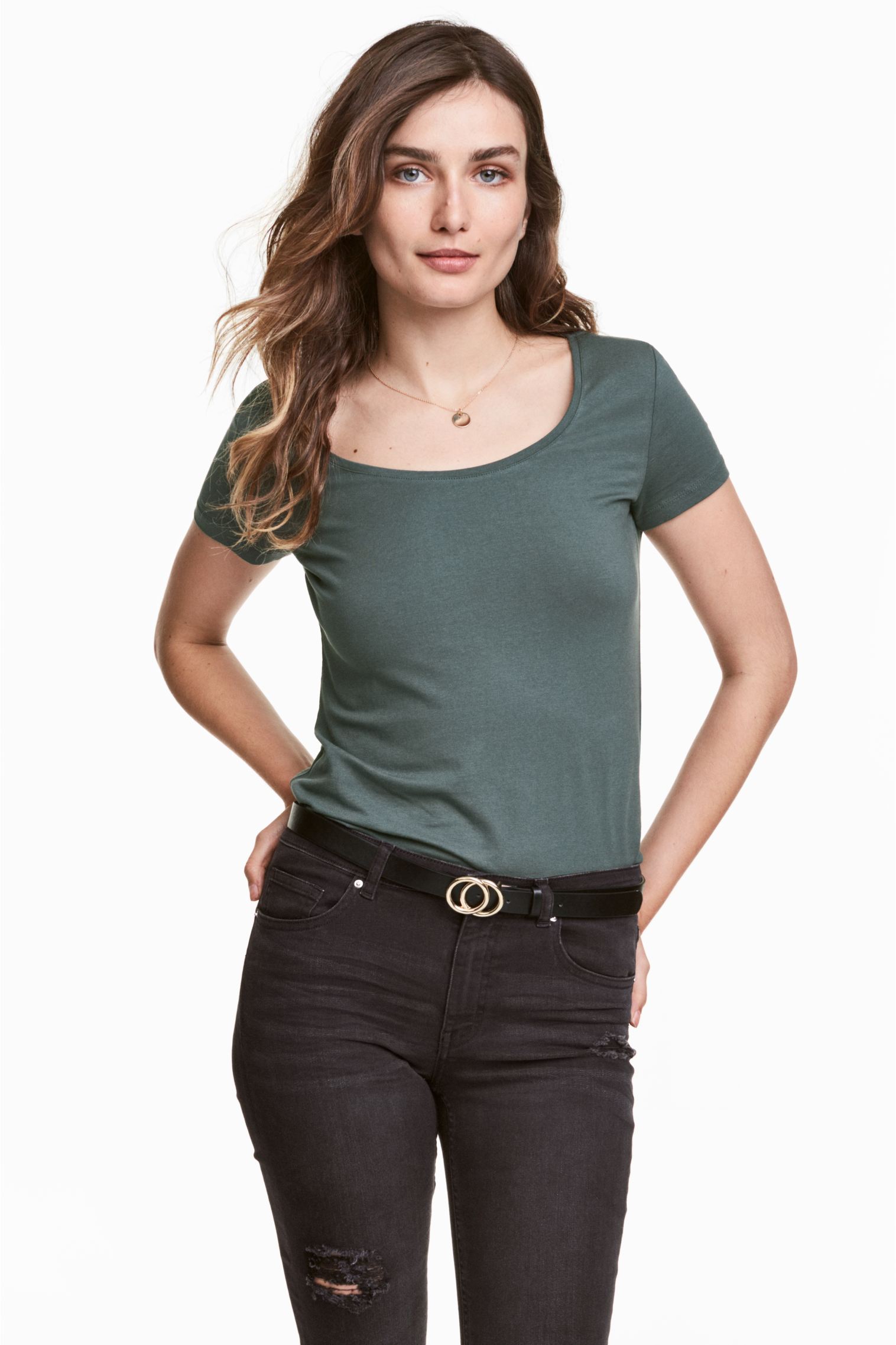

Футболка H&M M темно зеленый 2649844