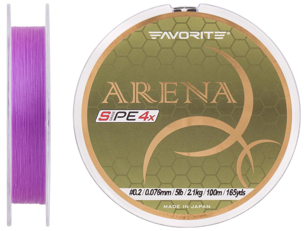 

Шнур Favorite Arena PE 100m (purple) #0.2/0.076mm 5lb/2.1kg (арт.123416931101)