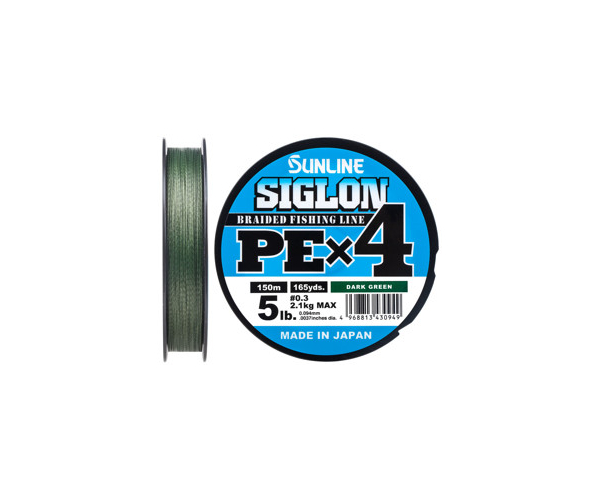 

Шнур Sunline Siglon PE х4 150m (темн-зел.) #0.3/0.094mm 5lb/2.1kg (арт.123416580914)