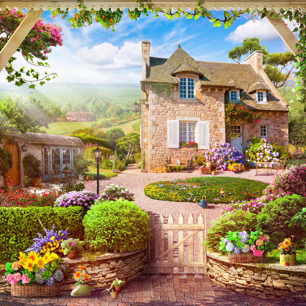 

Фотообои Фрески 'Домик с садом' (6063) , Классик