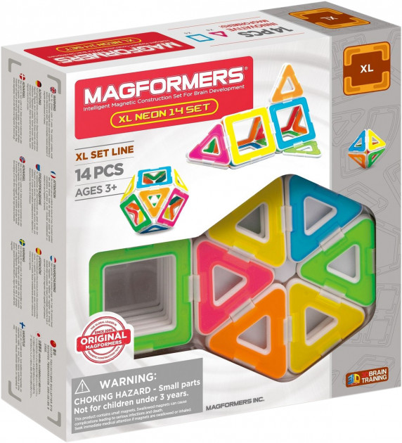 

Magformers. Магнітний конструктор «XL Неон», 14 ел.