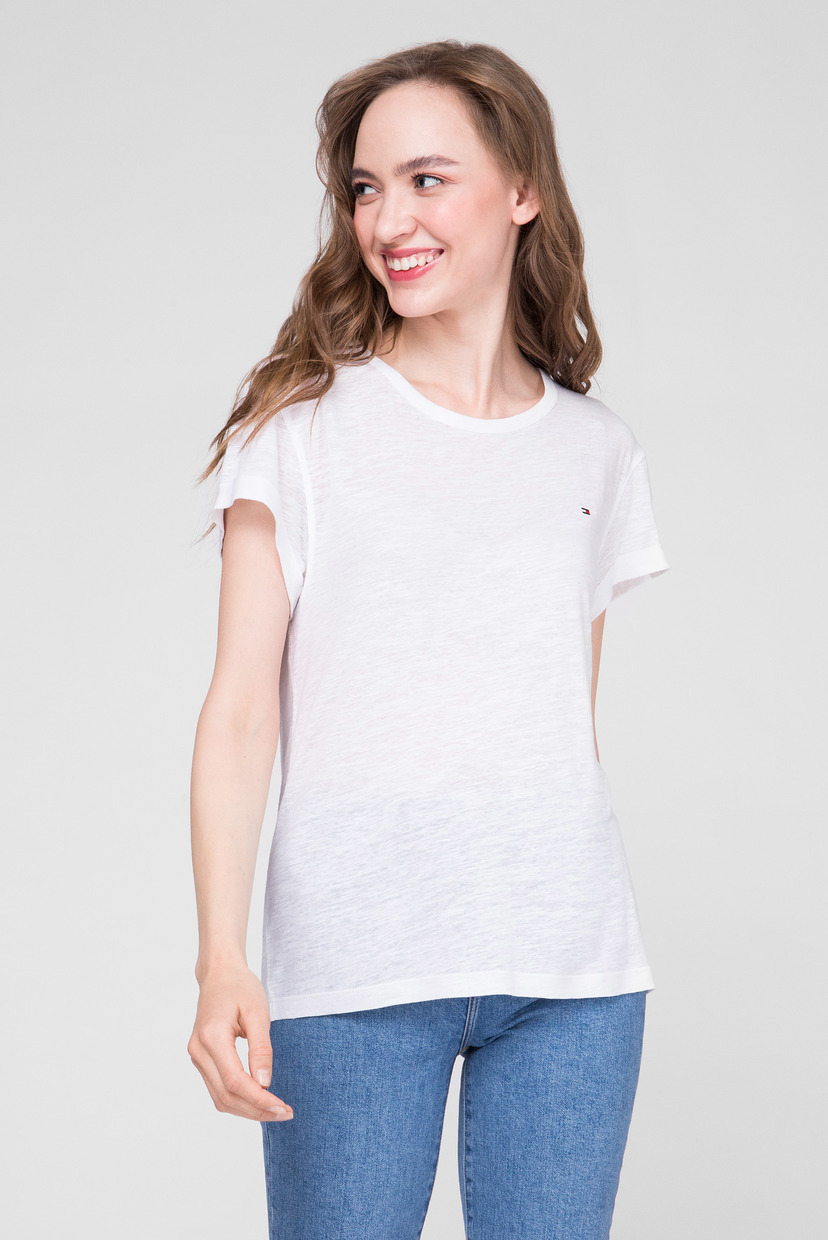 

Женская белая льняная футболка VIKKI Tommy Hilfiger M WW0WW27906