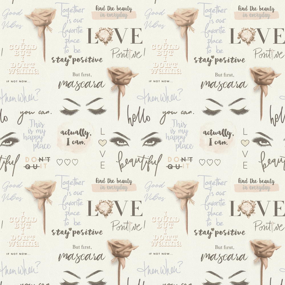 

Обои AS Creation Make Up 37151-2 надписи бело-персиковые 1.06 х 10.05 м