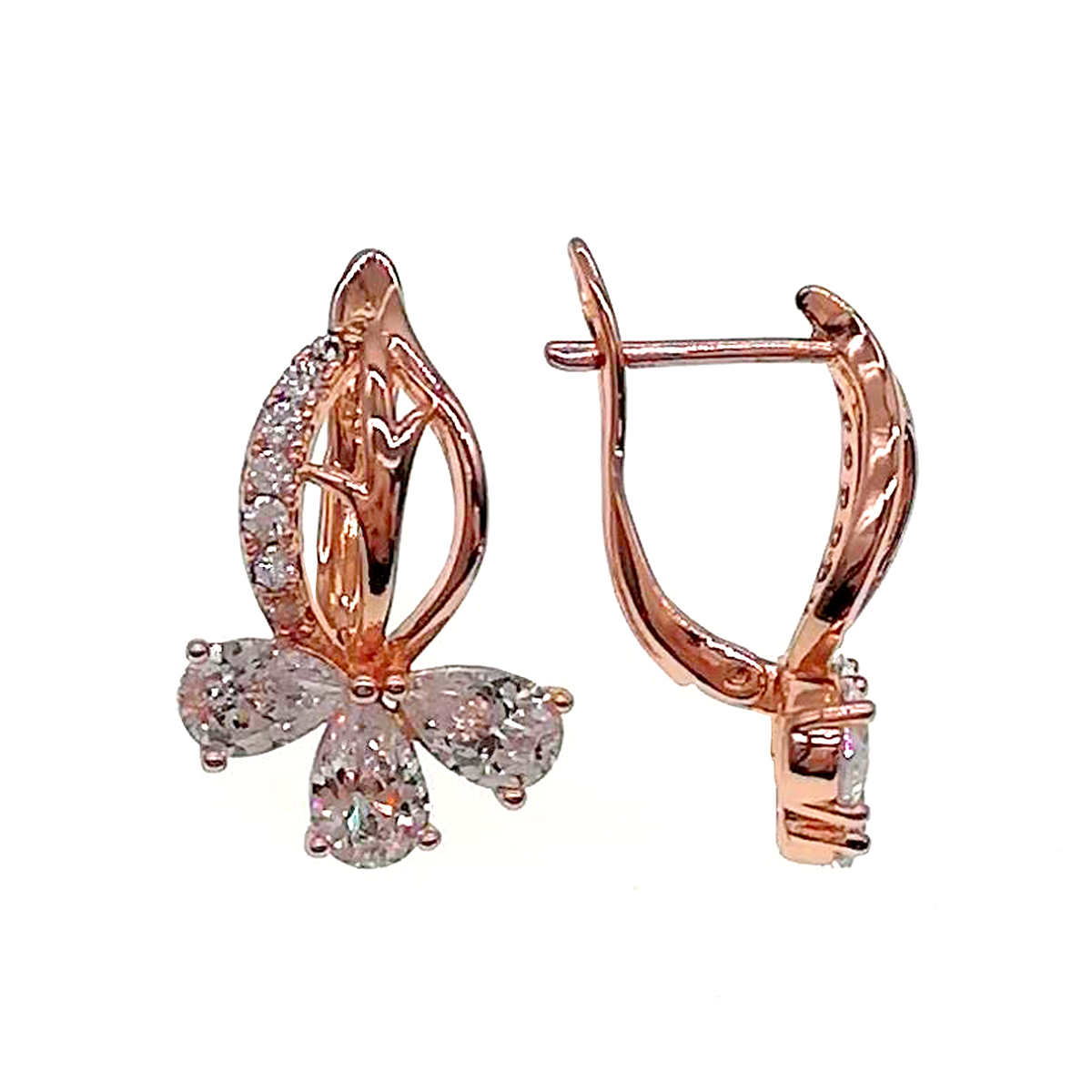 

Серьги Xuping из медицинского золота, белые фианиты, позолота PO, 24206