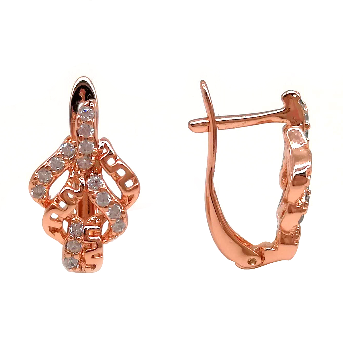 

Серьги Xuping из медицинского золота, белые фианиты, позолота PO, 23715