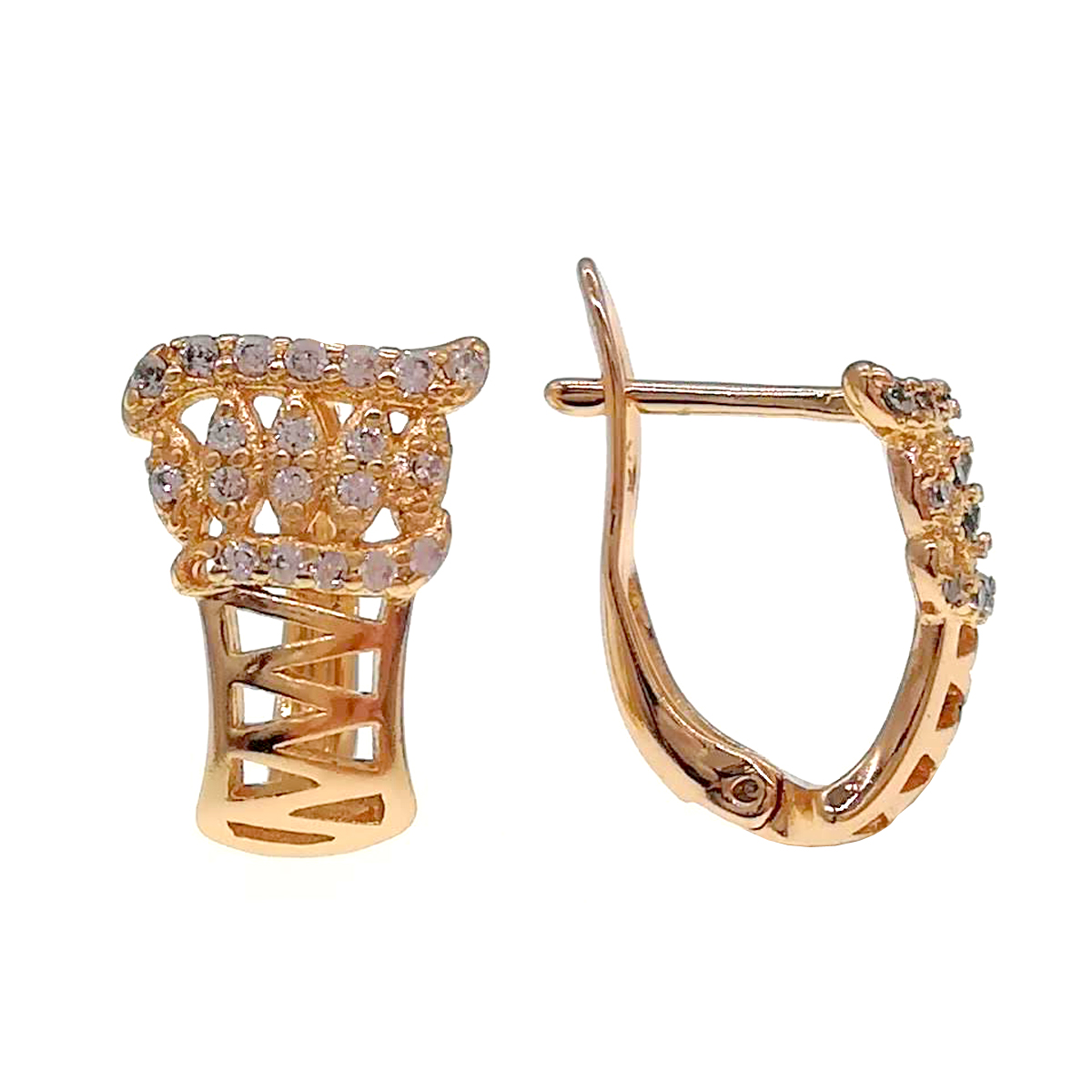 

Серьги Xuping из медицинского золота, белые фианиты, позолота 18К, 24277