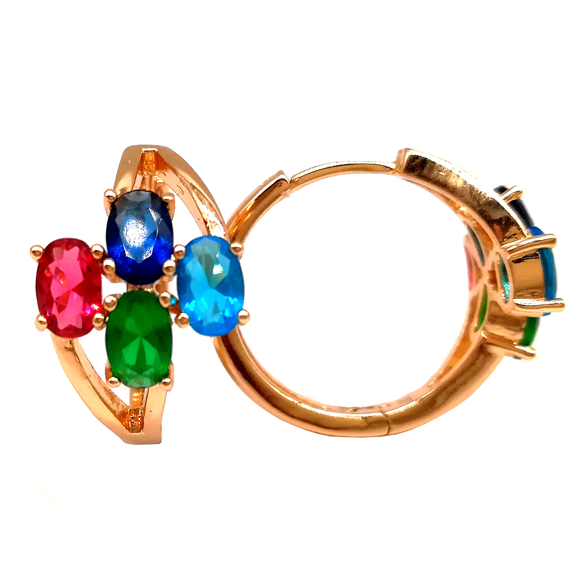 

Серьги Xuping из медицинского золота, разноцветные фианиты, позолота 18К, 23551