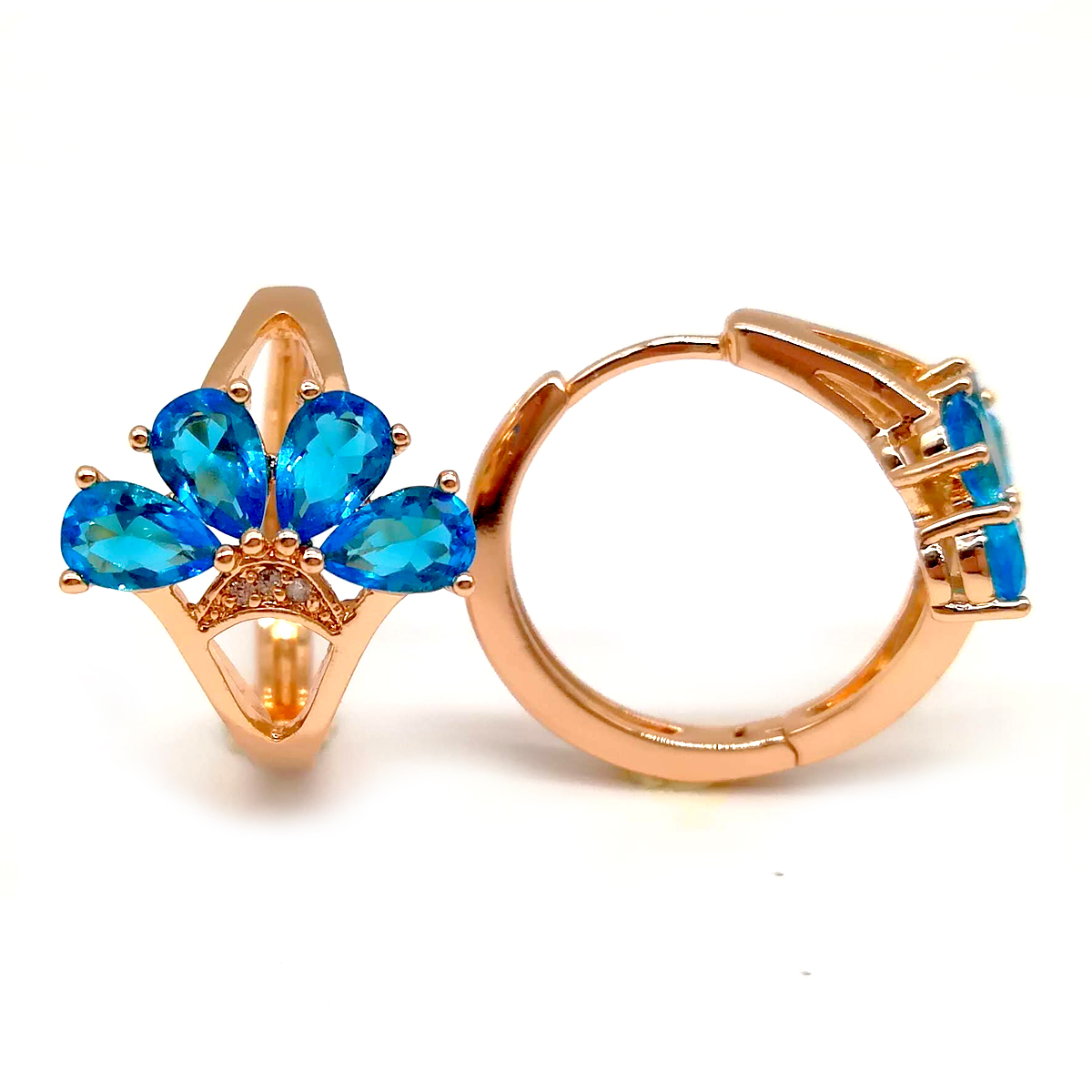 

Серьги Xuping из медицинского золота, голубые фианиты, позолота 18K, 23924