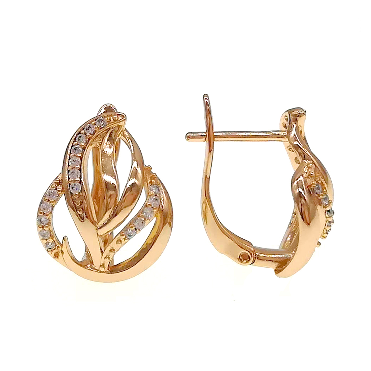 

Серьги Xuping из медицинского золота, белые фианиты, позолота 18K, 24549
