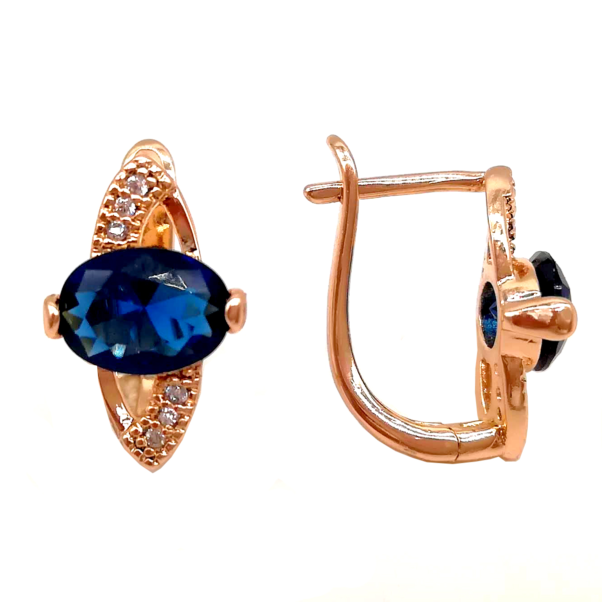 

Серьги Xuping из медицинского золота, синие фианиты, позолота 18К, 23833