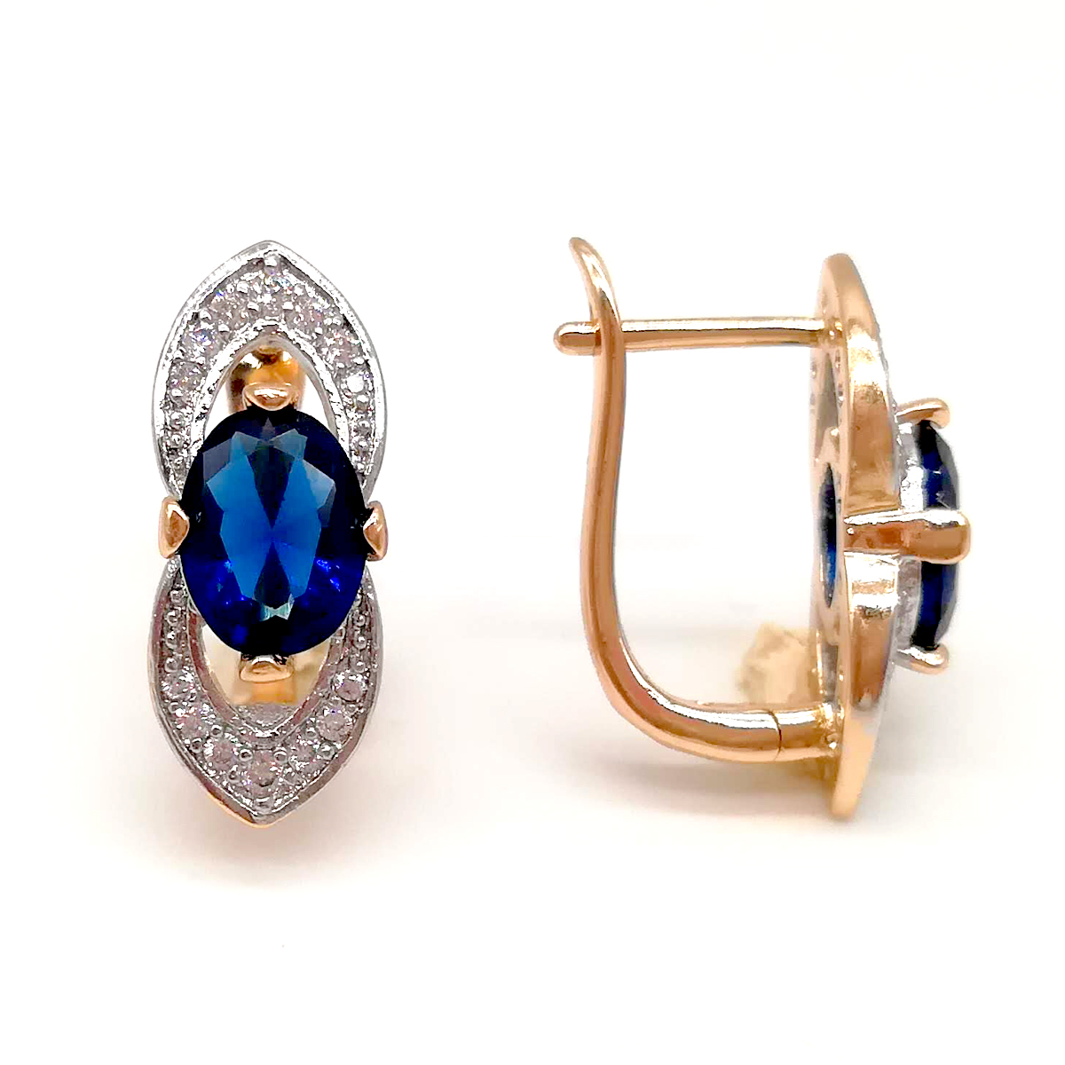 

Серьги Xuping из медицинского золота, синие фианиты, позолота 18К + родий, 23951