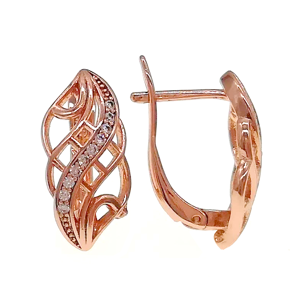 

Серьги Xuping из медицинского золота, белые фианиты, позолота PO, 24286