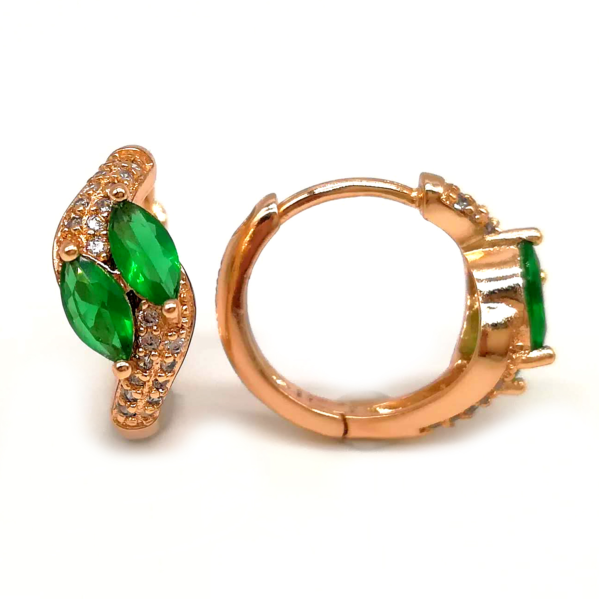 

Серьги Xuping из медицинского золота, зеленые фианиты, позолота 18К, 23469
