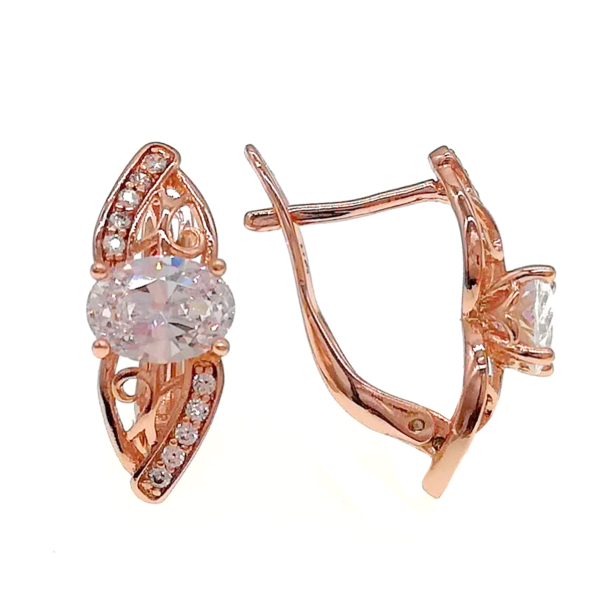 

Серьги Xuping из медицинского золота, белые фианиты, позолота PO, 24215
