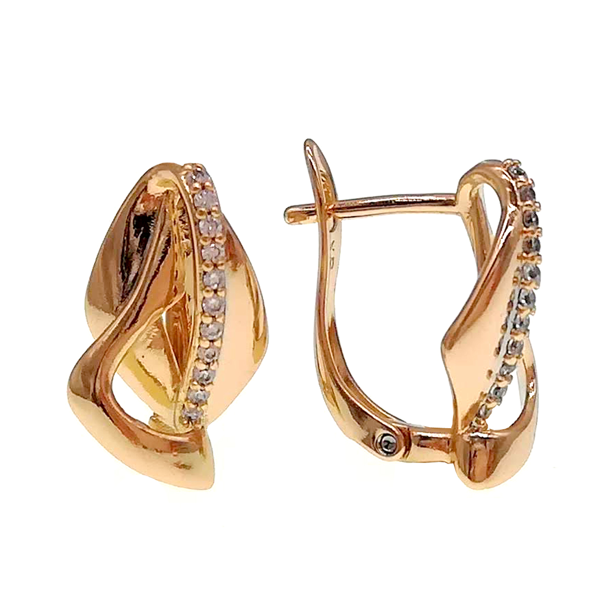 

Серьги Xuping из медицинского золота, белые фианиты, позолота 18K, 24546