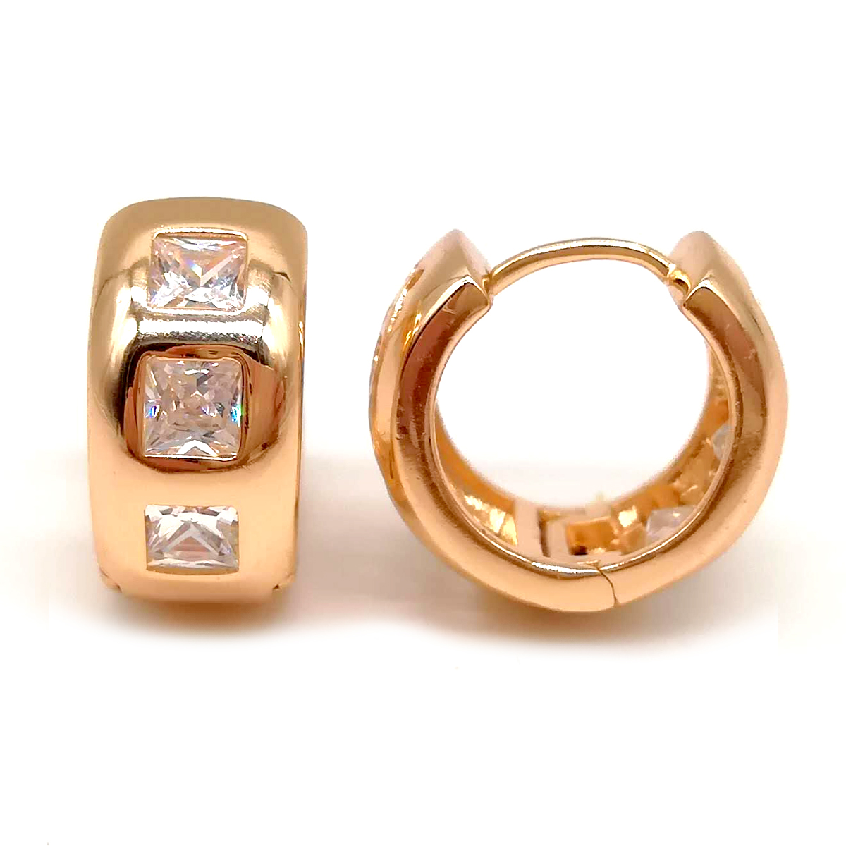 

Серьги Xuping из медицинского золота, белые фианиты, позолота 18К, 23801