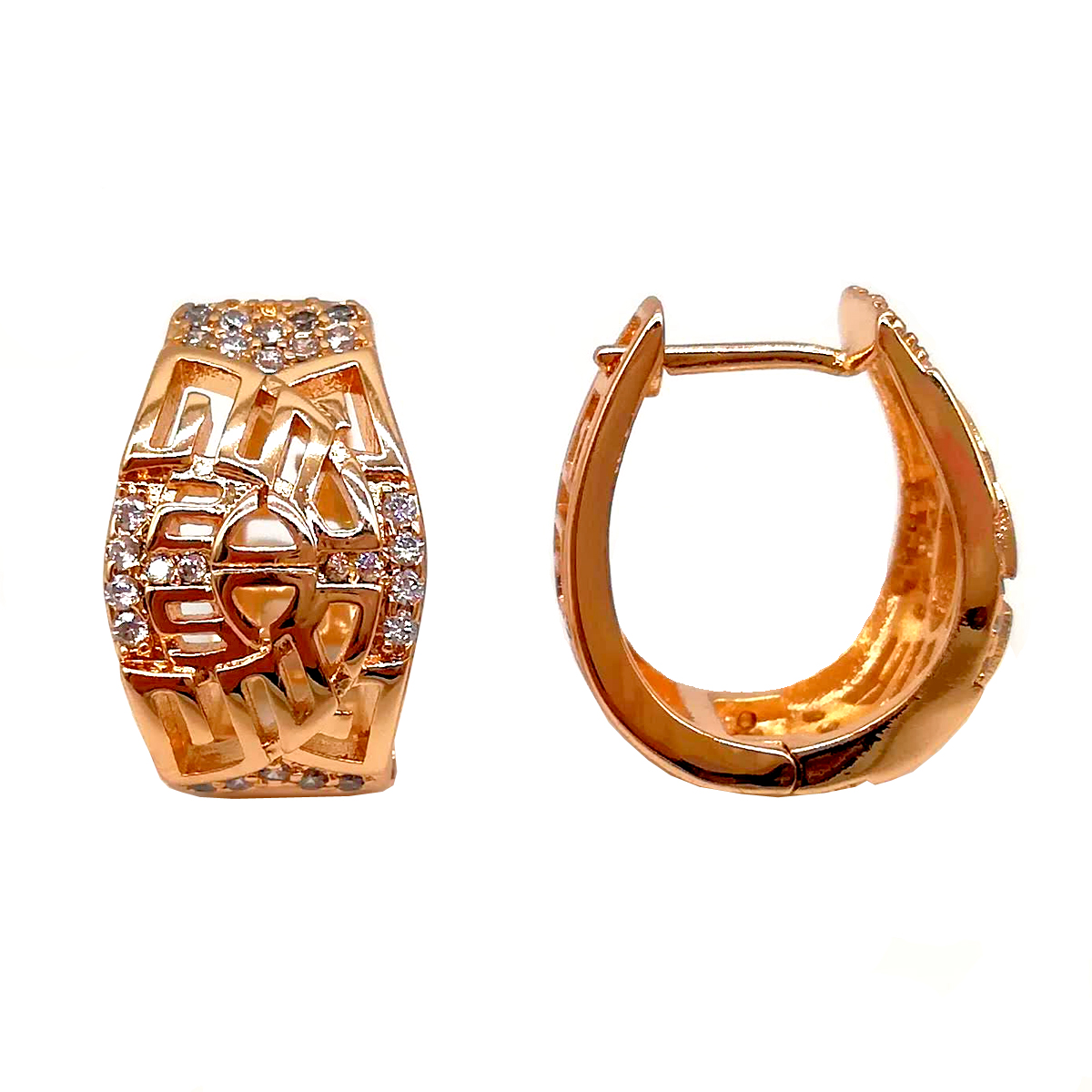 

Серьги Xuping из медицинского золота, белые фианиты, позолота 18К, 23903