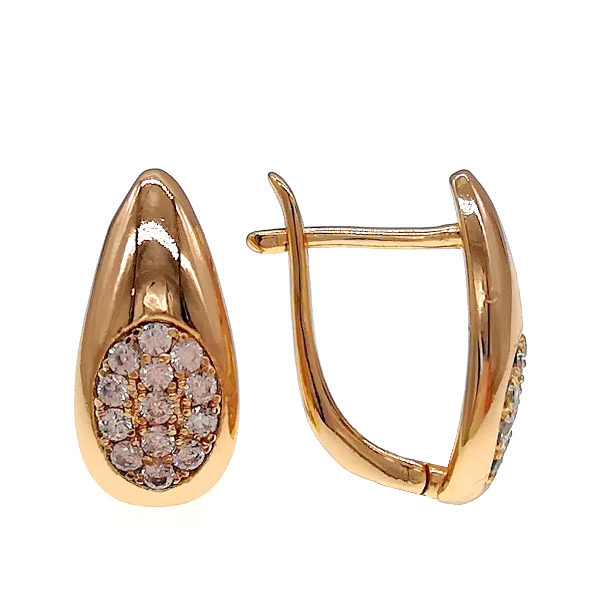 

Серьги Xuping из медицинского золота, белые фианиты, позолота 18К, 24278