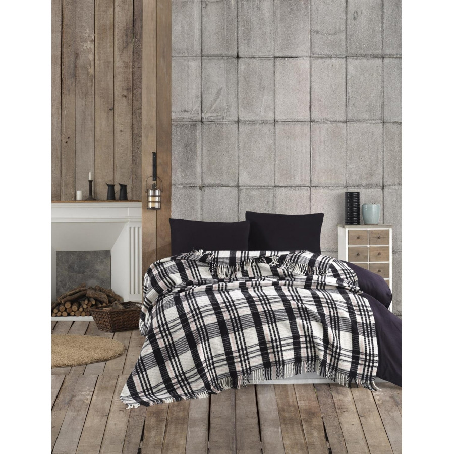 

Плед Eponj Home - Ekose 180*220 Siyah-Krem черный-крем